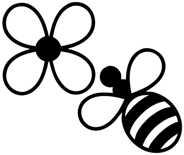 Bee and flower vinyl sticker. Customize on line.       Animals Insects Fish 004-1188  